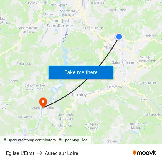 Eglise L'Etrat to Aurec sur Loire map