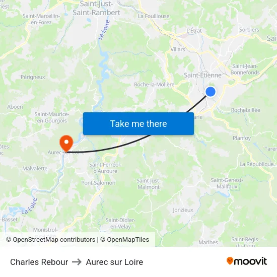 Charles Rebour to Aurec sur Loire map