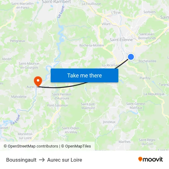 Boussingault to Aurec sur Loire map