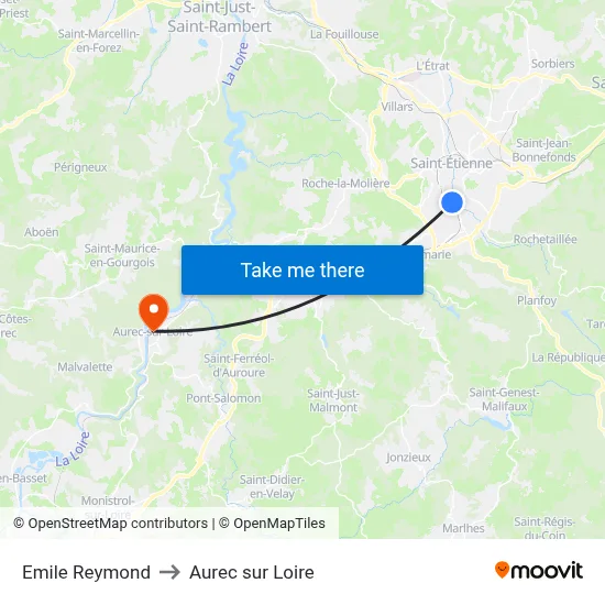 Emile Reymond to Aurec sur Loire map
