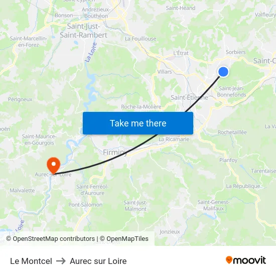 Le Montcel to Aurec sur Loire map