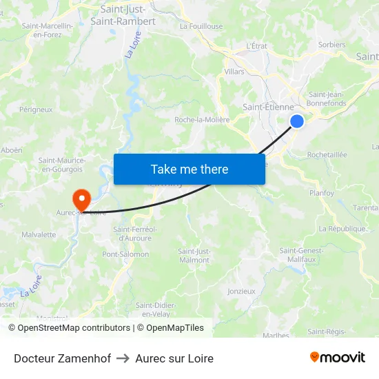 Docteur Zamenhof to Aurec sur Loire map