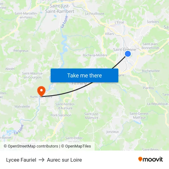 Lycee Fauriel to Aurec sur Loire map