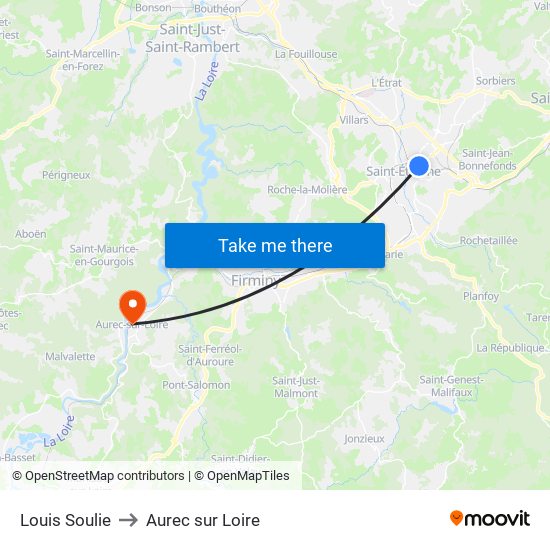 Louis Soulie to Aurec sur Loire map