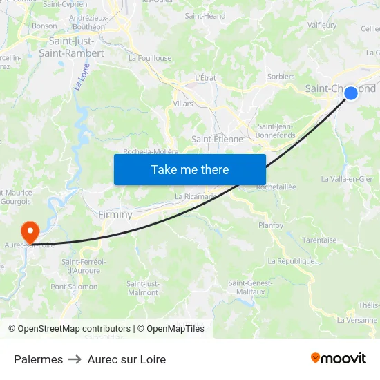 Palermes to Aurec sur Loire map