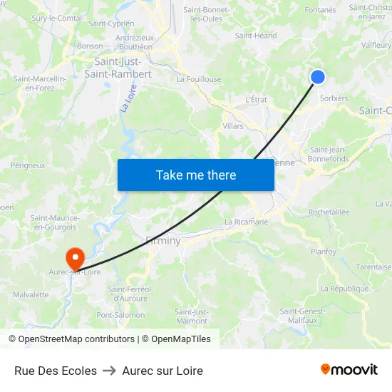 Rue Des Ecoles to Aurec sur Loire map
