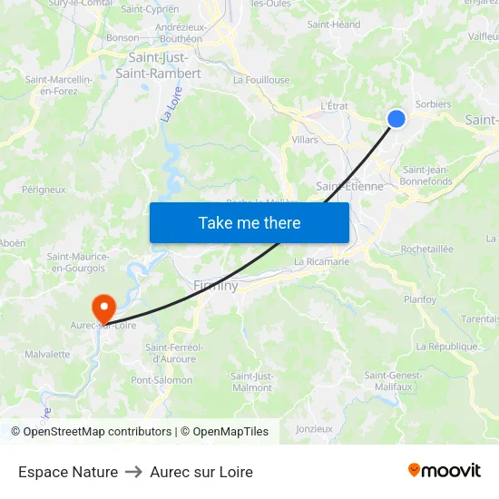 Espace Nature to Aurec sur Loire map
