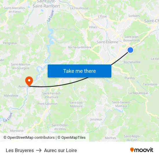 Les Bruyeres to Aurec sur Loire map