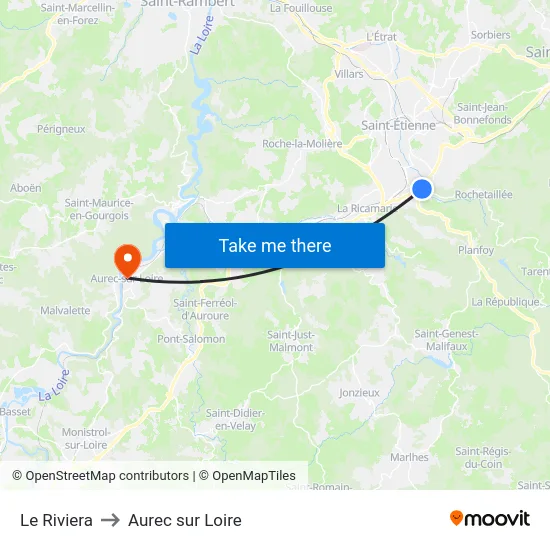 Le Riviera to Aurec sur Loire map