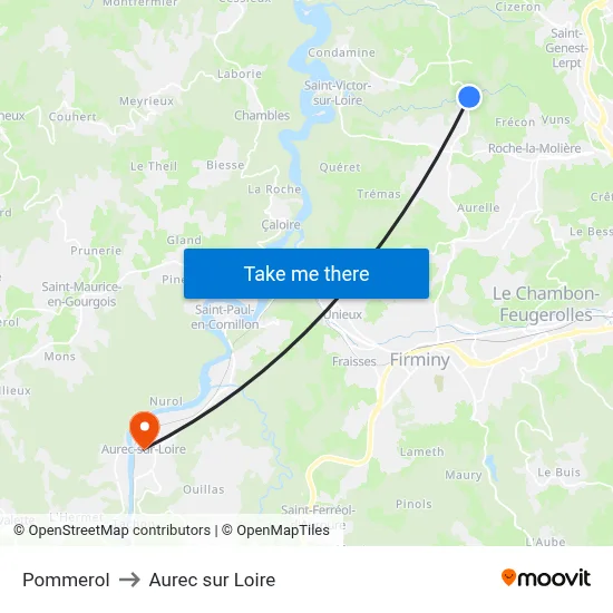 Pommerol to Aurec sur Loire map