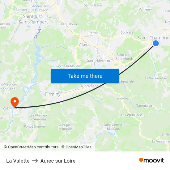 La Valette to Aurec sur Loire map