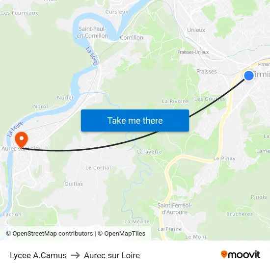 Lycee A.Camus to Aurec sur Loire map
