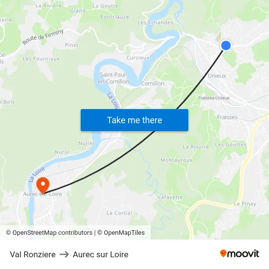 Val Ronziere to Aurec sur Loire map