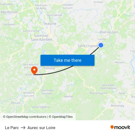 Le Parc to Aurec sur Loire map