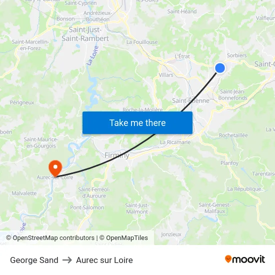 George Sand to Aurec sur Loire map