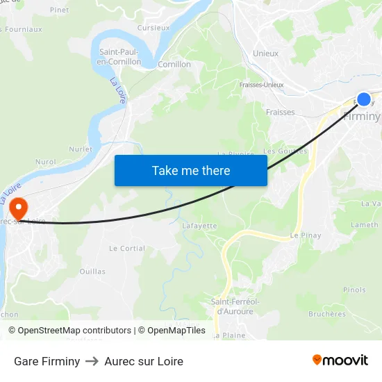Gare Firminy to Aurec sur Loire map