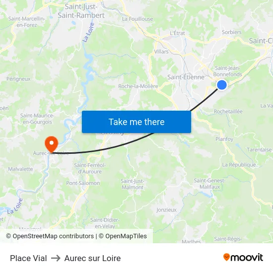 Place Vial to Aurec sur Loire map