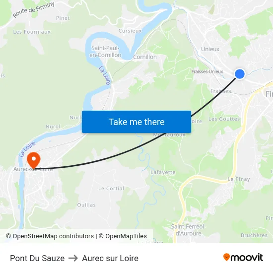 Pont Du Sauze to Aurec sur Loire map