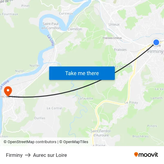 Firminy to Aurec sur Loire map
