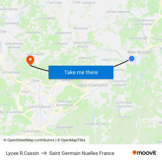 Lycee R.Cassin to Saint Germain Nuelles France map