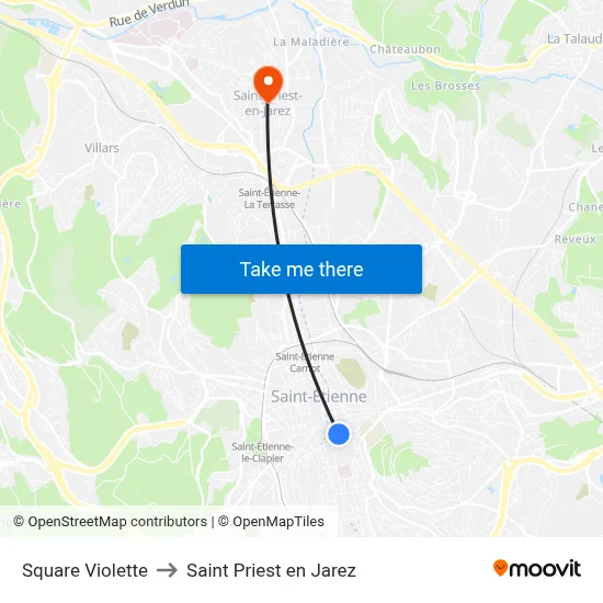 Square Violette to Saint Priest en Jarez map