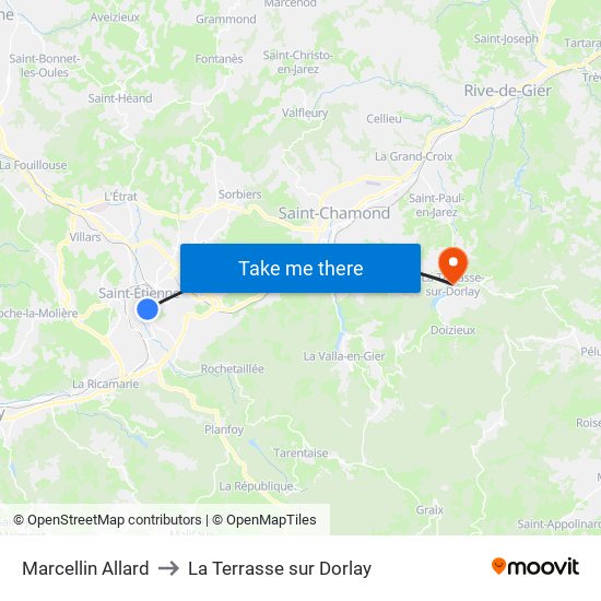 Marcellin Allard to La Terrasse sur Dorlay map