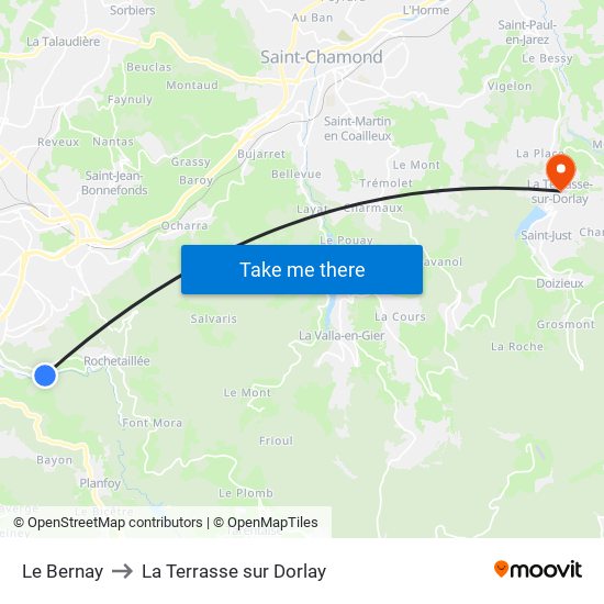 Le Bernay to La Terrasse sur Dorlay map