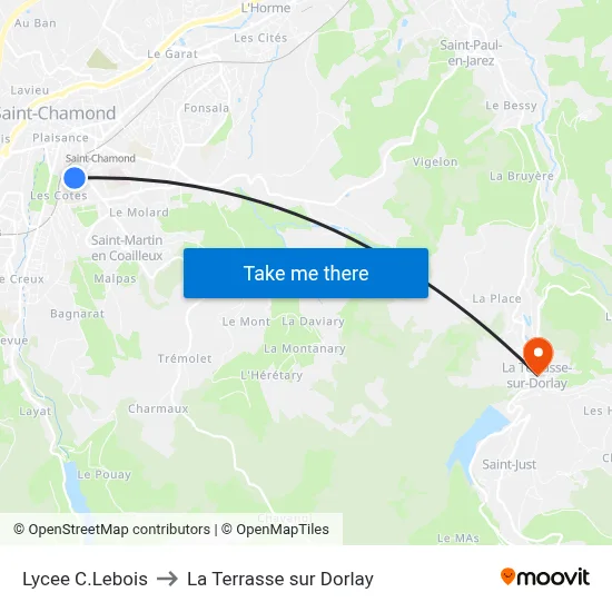 Lycee C.Lebois to La Terrasse sur Dorlay map