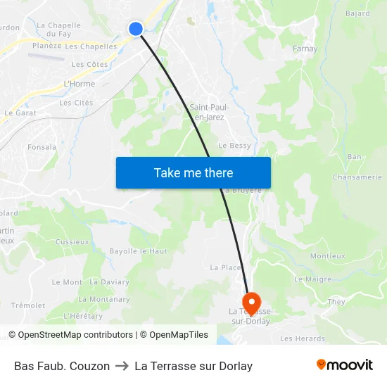 Bas Faub. Couzon to La Terrasse sur Dorlay map