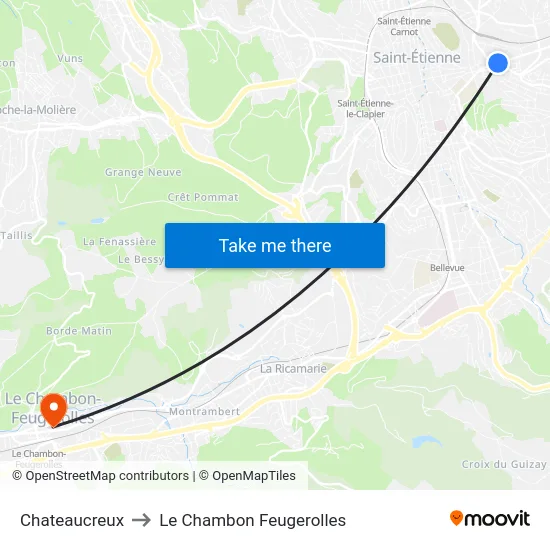 Chateaucreux to Le Chambon Feugerolles map