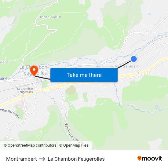 Montrambert to Le Chambon Feugerolles map