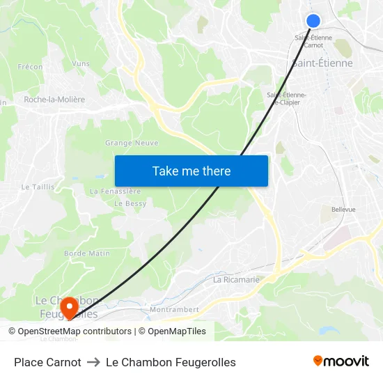 Place Carnot to Le Chambon Feugerolles map
