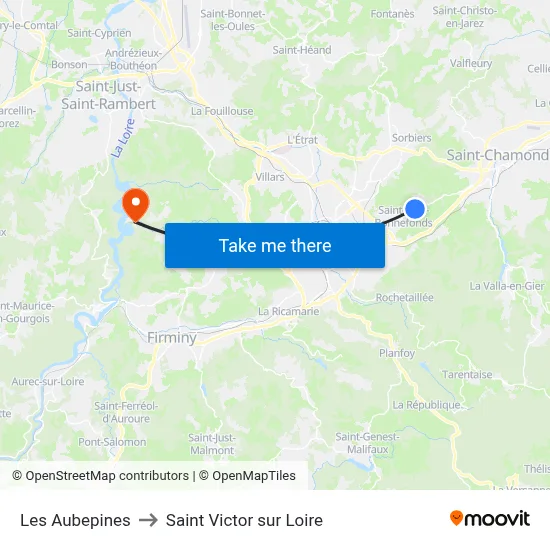 Les Aubepines to Saint Victor sur Loire map