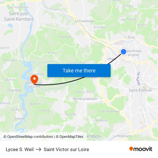 Lycee S. Weil to Saint Victor sur Loire map