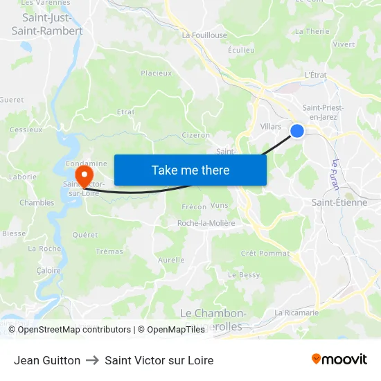 Jean Guitton to Saint Victor sur Loire map