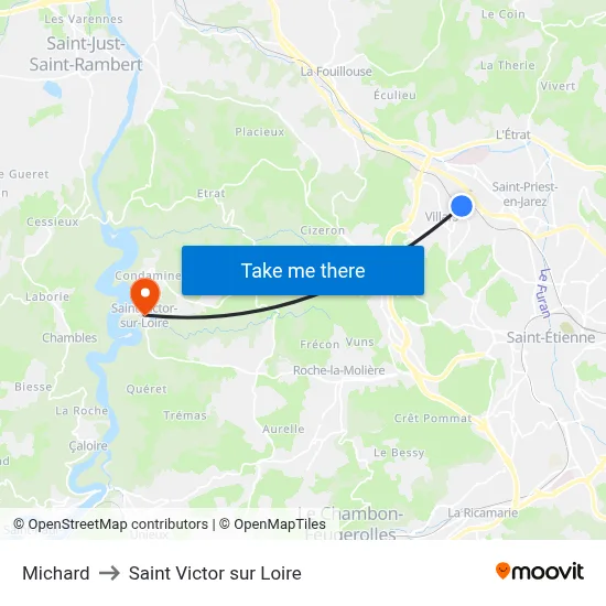 Michard to Saint Victor sur Loire map
