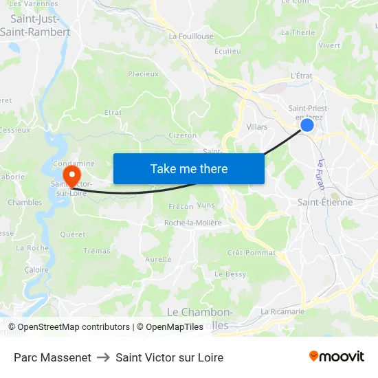 Parc Massenet to Saint Victor sur Loire map