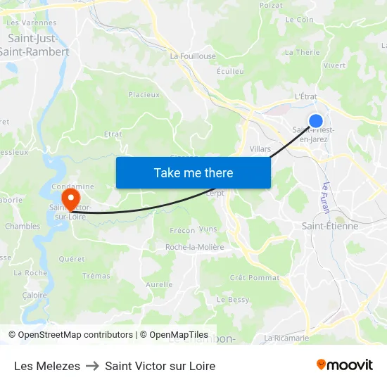Les Melezes to Saint Victor sur Loire map