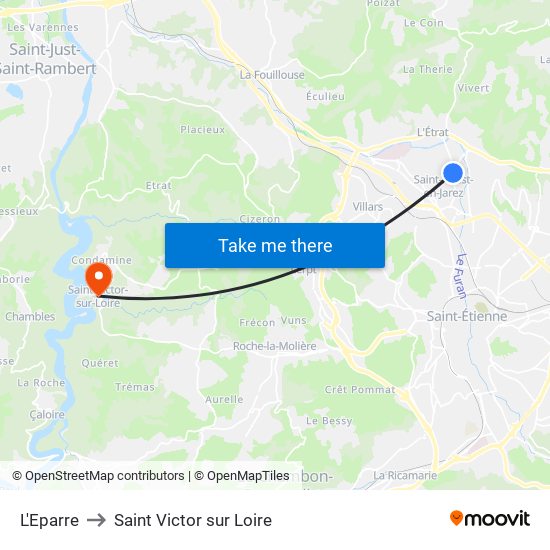 L'Eparre to Saint Victor sur Loire map