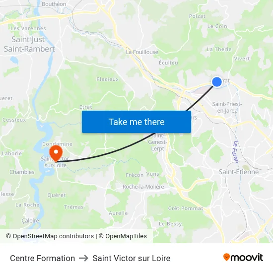 Centre Formation to Saint Victor sur Loire map