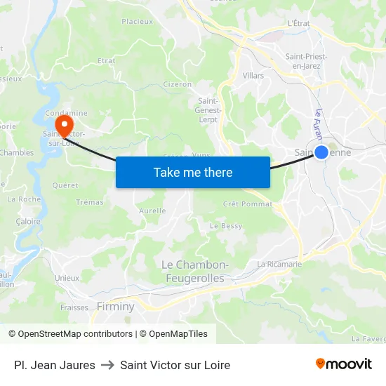 Pl. Jean Jaures to Saint Victor sur Loire map