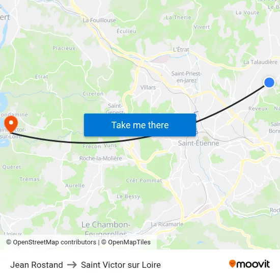 Jean Rostand to Saint Victor sur Loire map