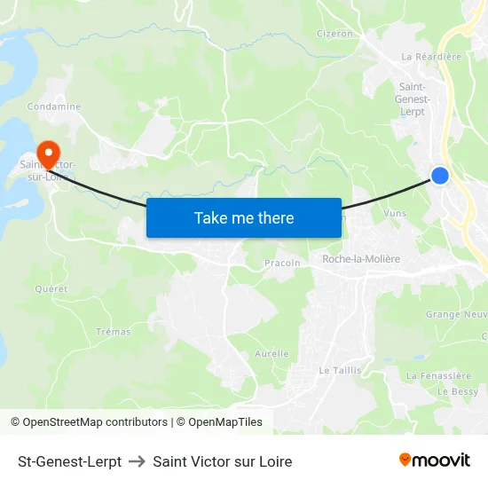 St-Genest-Lerpt to Saint Victor sur Loire map