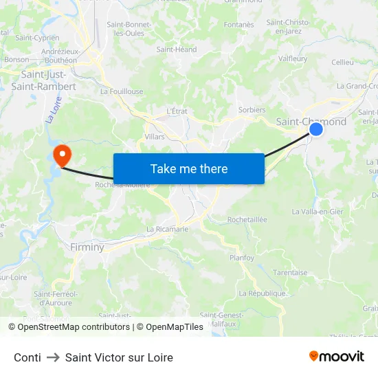 Conti to Saint Victor sur Loire map