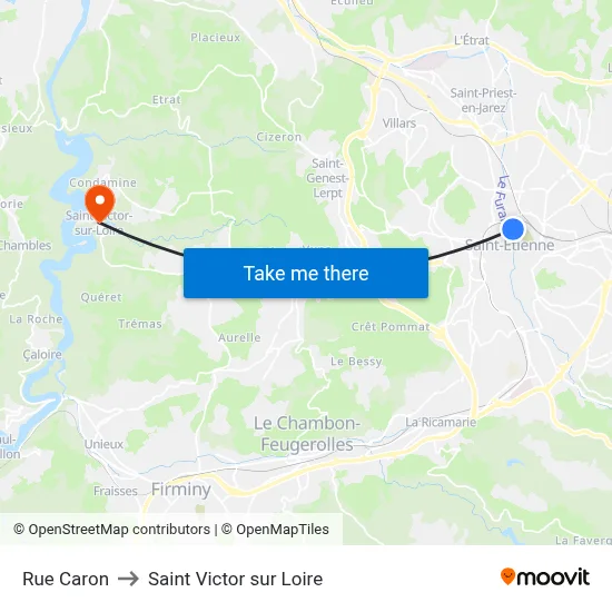 Rue Caron to Saint Victor sur Loire map