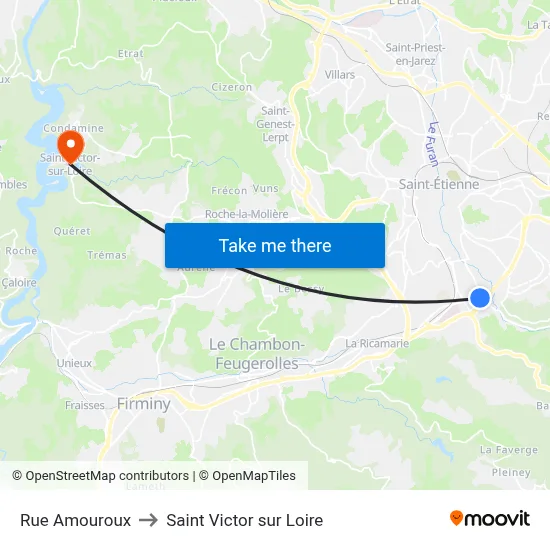 Rue Amouroux to Saint Victor sur Loire map