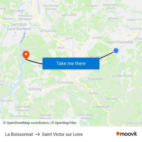 La Boissonnat to Saint Victor sur Loire map