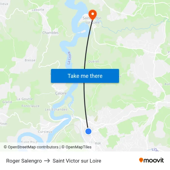 Roger Salengro to Saint Victor sur Loire map