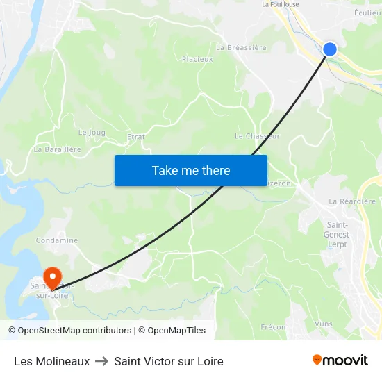 Les Molineaux to Saint Victor sur Loire map