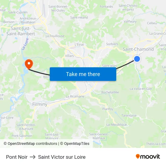 Pont Noir to Saint Victor sur Loire map